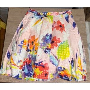 Trina Turk Floral Bubble Skirt Cotton Embroidered Size 2 New